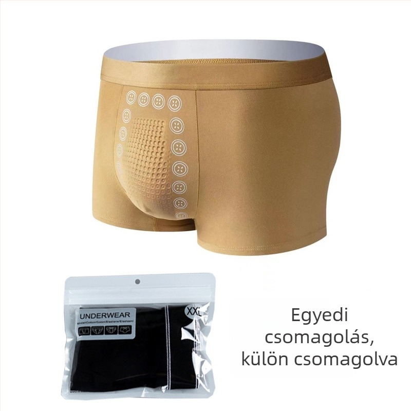 Férfi boxeralsó masszázsgolyókkal, lélegző, bőrbarát, kényelmes, középmagas derék, nagy méret