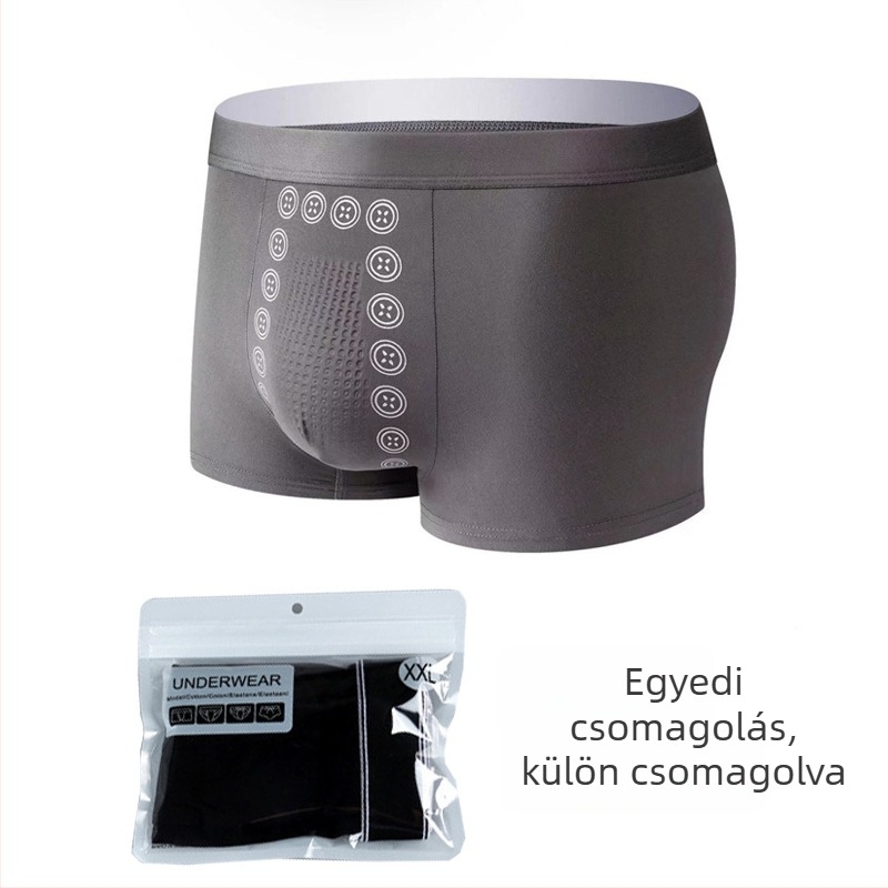 Férfi boxeralsó masszázsgolyókkal, lélegző, bőrbarát, kényelmes, középmagas derék, nagy méret