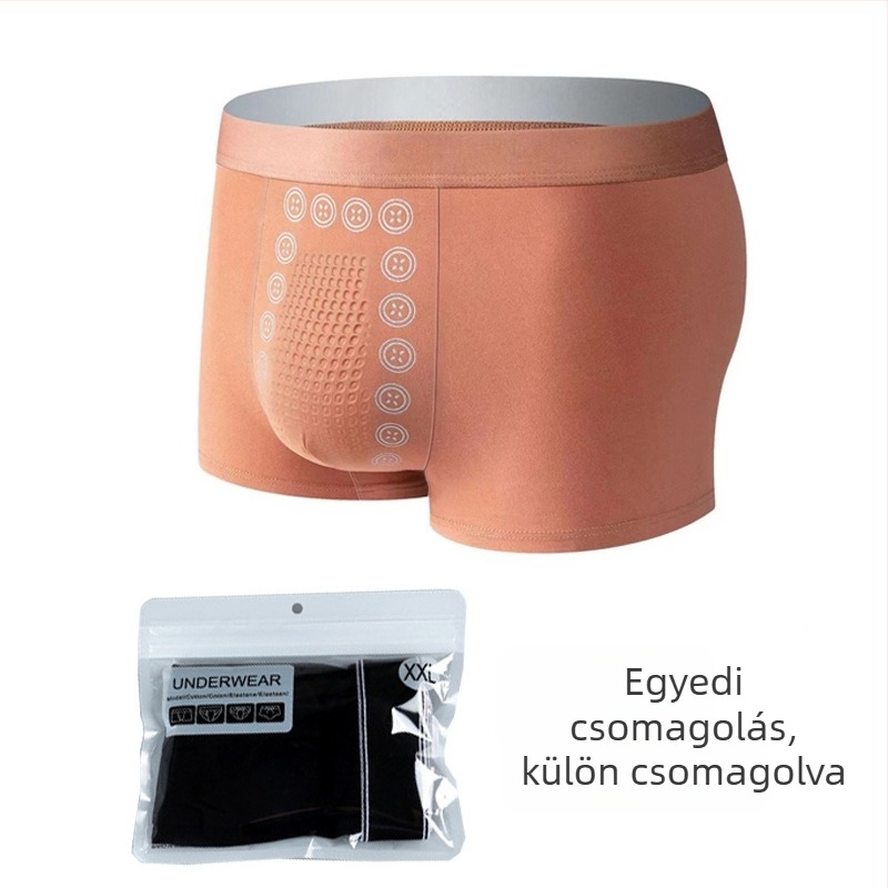 Férfi boxeralsó masszázsgolyókkal, lélegző, bőrbarát, kényelmes, középmagas derék, nagy méret