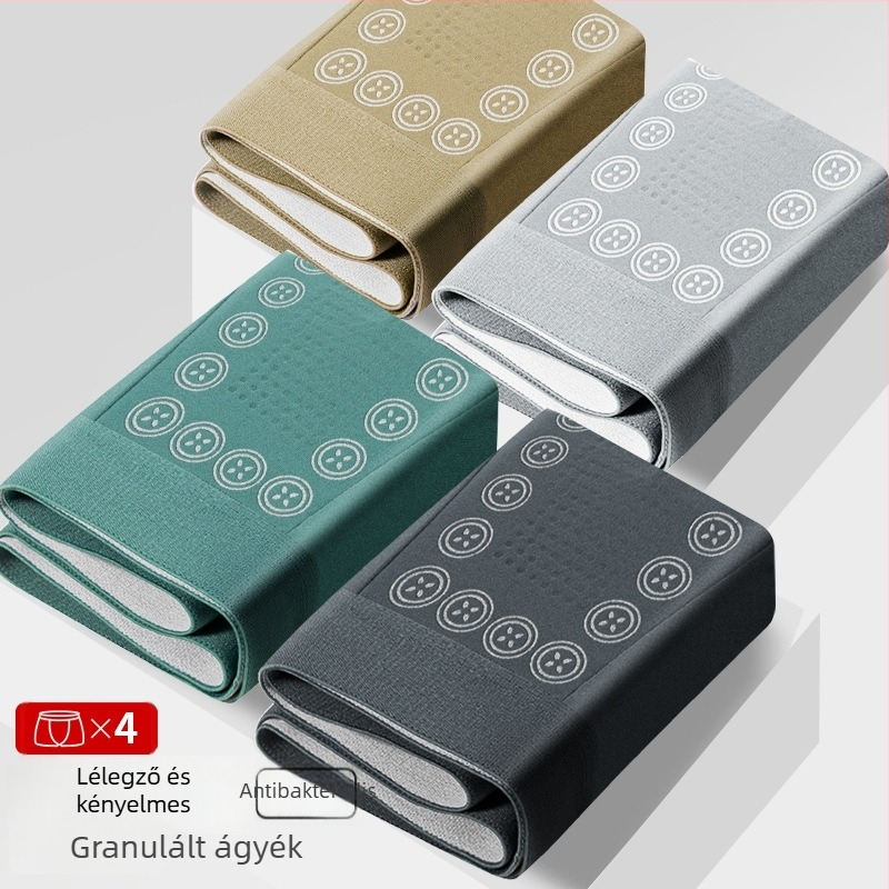 Férfi boxeralsó masszázsgolyókkal, lélegző, bőrbarát, kényelmes, középmagas derék, nagy méret