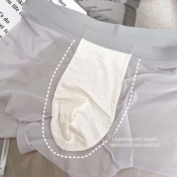 Férfi Ice Silk boxeralsó, lélegző, varrás nélküli, 3D méhsejt zseb