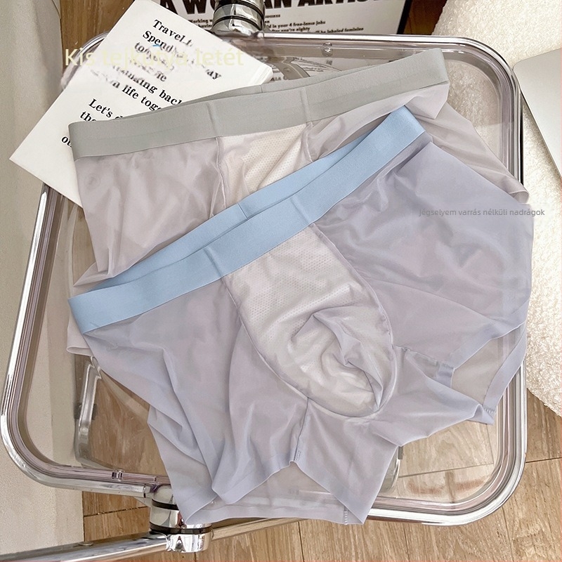 Férfi Ice Silk boxeralsó, lélegző, varrás nélküli, 3D méhsejt zseb