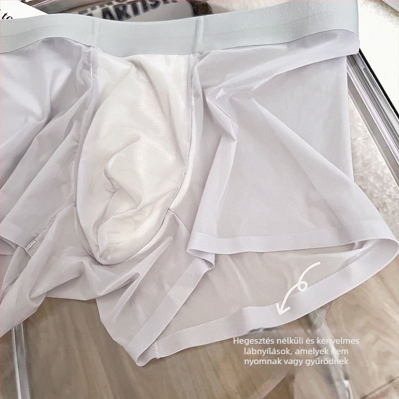 Férfi Ice Silk boxeralsó, lélegző, varrás nélküli, 3D méhsejt zseb