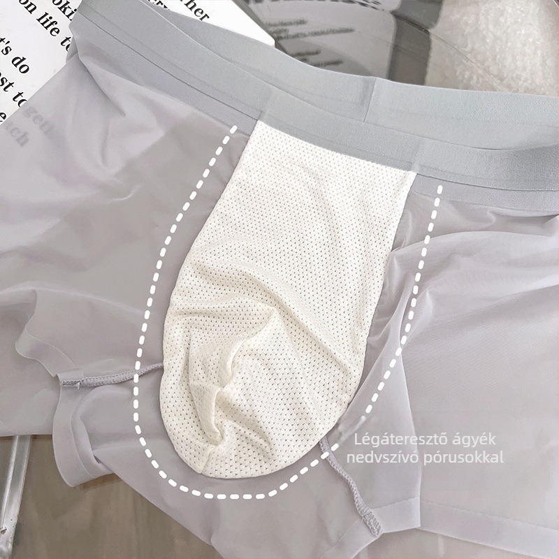 Férfi Ice Silk boxeralsó, lélegző, varrás nélküli, 3D méhsejt zseb