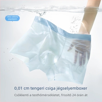 Férfi seamless ice silk boxer briefs, középmagas derekú, gyorsan száradó, légáteresztő, testformázó