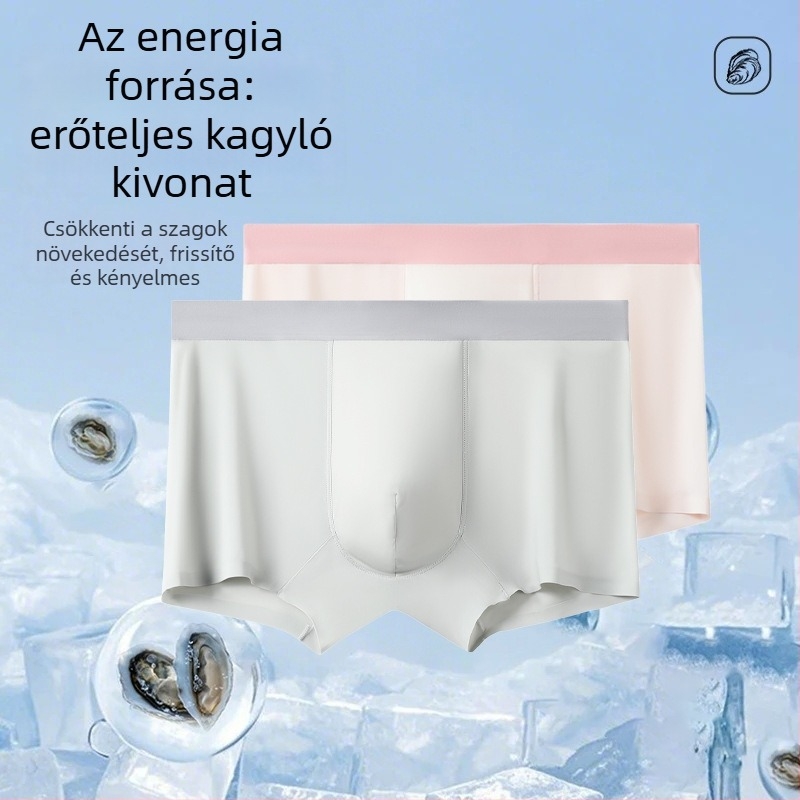 Férfi seamless ice silk boxer briefs, középmagas derekú, gyorsan száradó, légáteresztő, testformázó