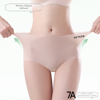 Női varrás nélküli, magas derékú Ice Silk alsóneműk, lélegző, antibakteriális, csípőemelő hatású, plusz méret