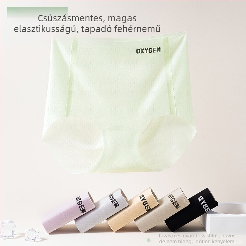 Női varrás nélküli, magas derékú Ice Silk alsóneműk, lélegző, antibakteriális, csípőemelő hatású, plusz méret
