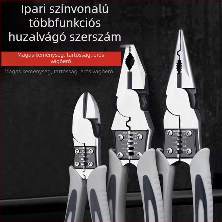 Német stílusú többfunkciós drótvágó fogó diagonális hegyeivel, ipari minőség, erőfeszítés-megtakarító elektromos szerelő fogó (vágási átmérő 4.6 mm)