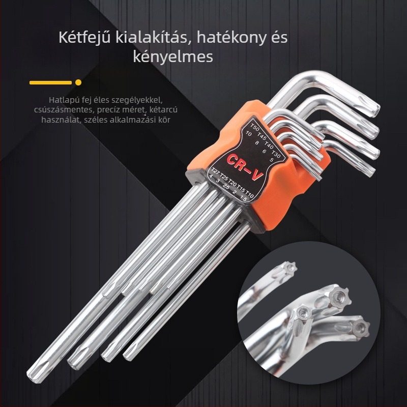 Tianhu 9 részes Ball-End hex kulcs készlet, hex socket fej, 45# acél