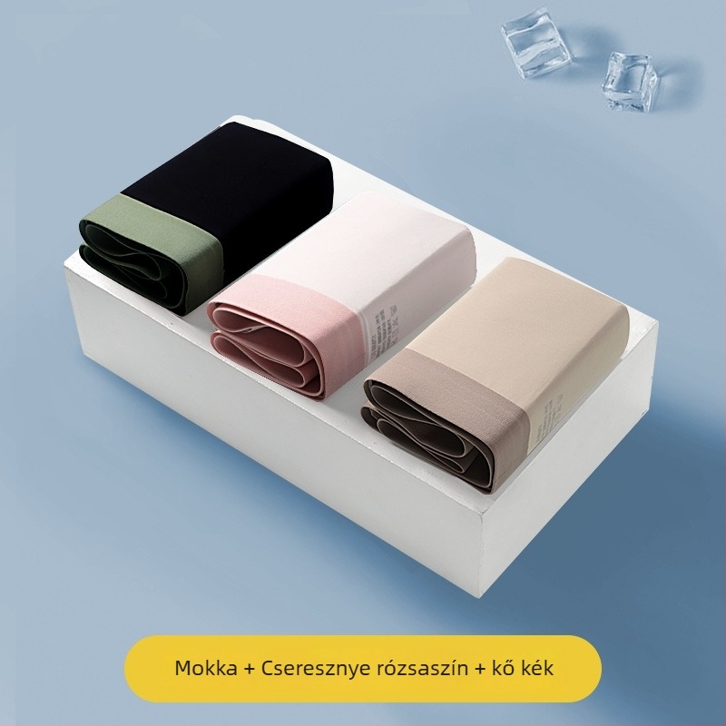 Férfi Ice Silk seamless boxer briefs, nylon fő anyag, ágyék bélés viszkóz, középmagas derék