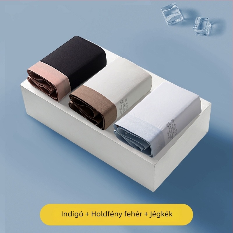Férfi Ice Silk seamless boxer briefs, nylon fő anyag, ágyék bélés viszkóz, középmagas derék