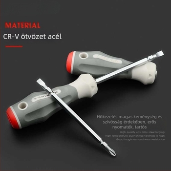 Csavarhúzó készlet – keresztfej és lapos fej, kétoldalas, szénacélból, háztartási szerszámkészlet