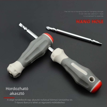 Csavarhúzó készlet – keresztfej és lapos fej, kétoldalas, szénacélból, háztartási szerszámkészlet