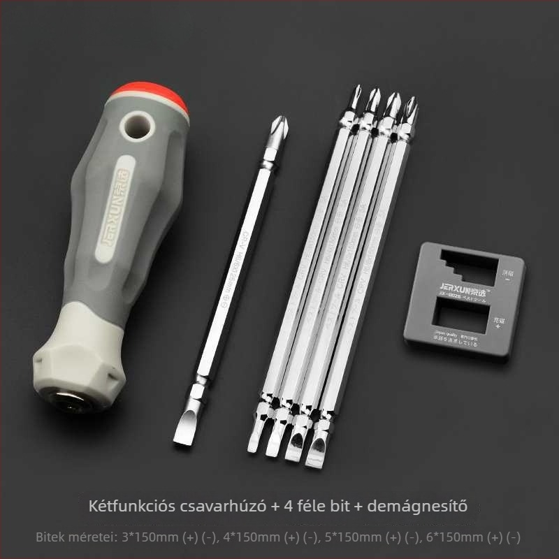 Csavarhúzó készlet – keresztfej és lapos fej, kétoldalas, szénacélból, háztartási szerszámkészlet