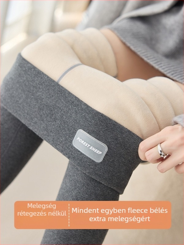 Flíszes thermikus leggings, magas derék, karcsú fazon, 95% pamut és spandex, közepes vastagság, tél 2025