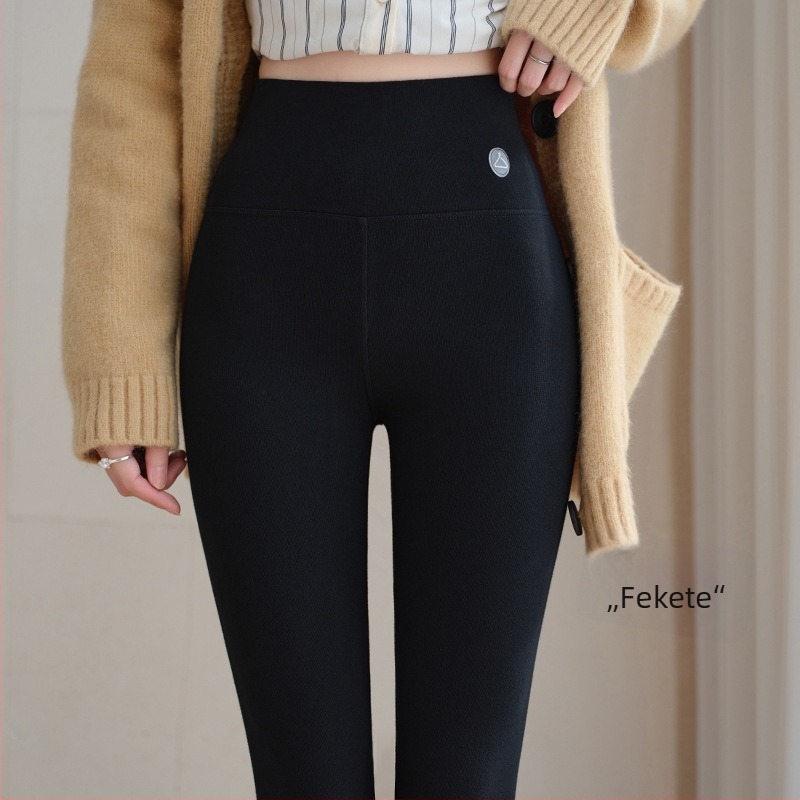 Flíszes thermikus leggings, magas derék, karcsú fazon, 95% pamut és spandex, közepes vastagság, tél 2025