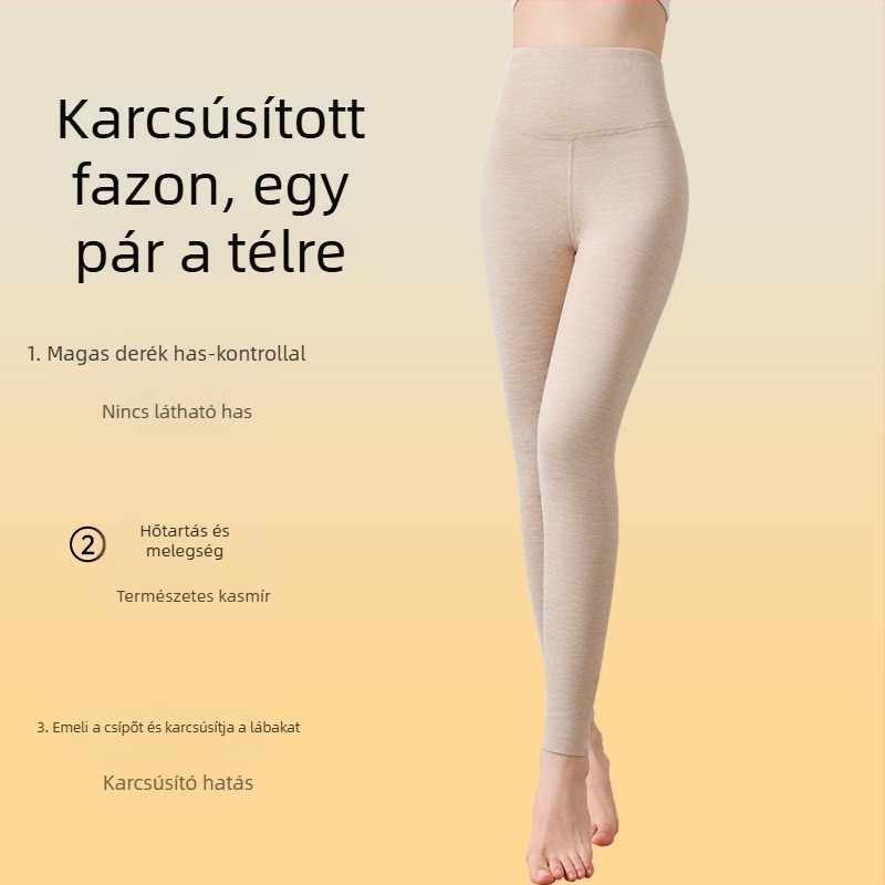 Női magas derekú termosz leggings fleece béléssel, téli viselethez