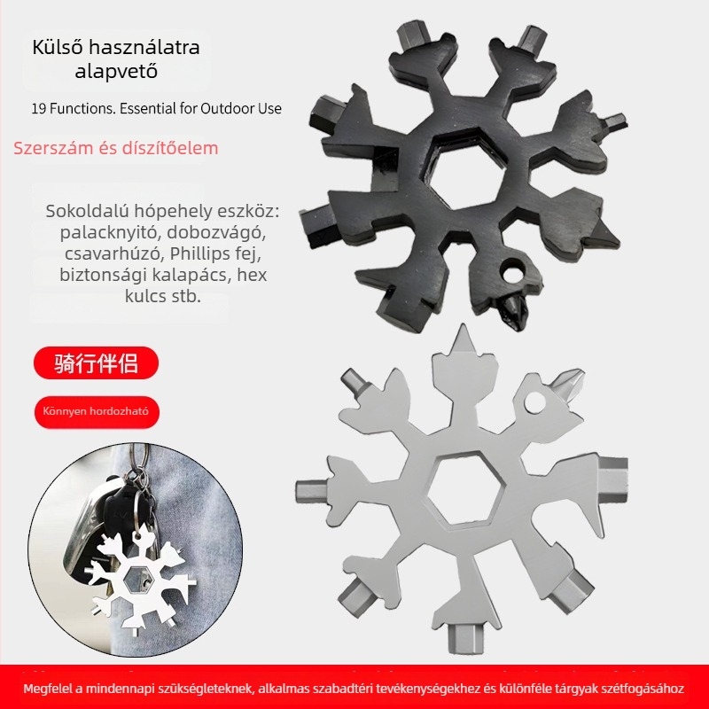 Snowflake Többfunkciós eszköz - mini hexagonális és nyolcszögű csavarhúzó, hordozható eszközkártya, Cr-V ötvözet acél