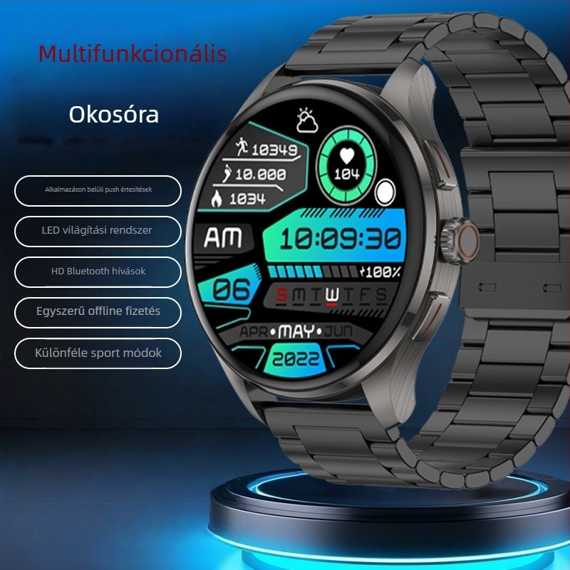 Okosóra AMOLED kijelzővel, Bluetooth beszélgetések, szívritmus- és vérnyomásmérés, oxigén-szaturáció nyomon követése