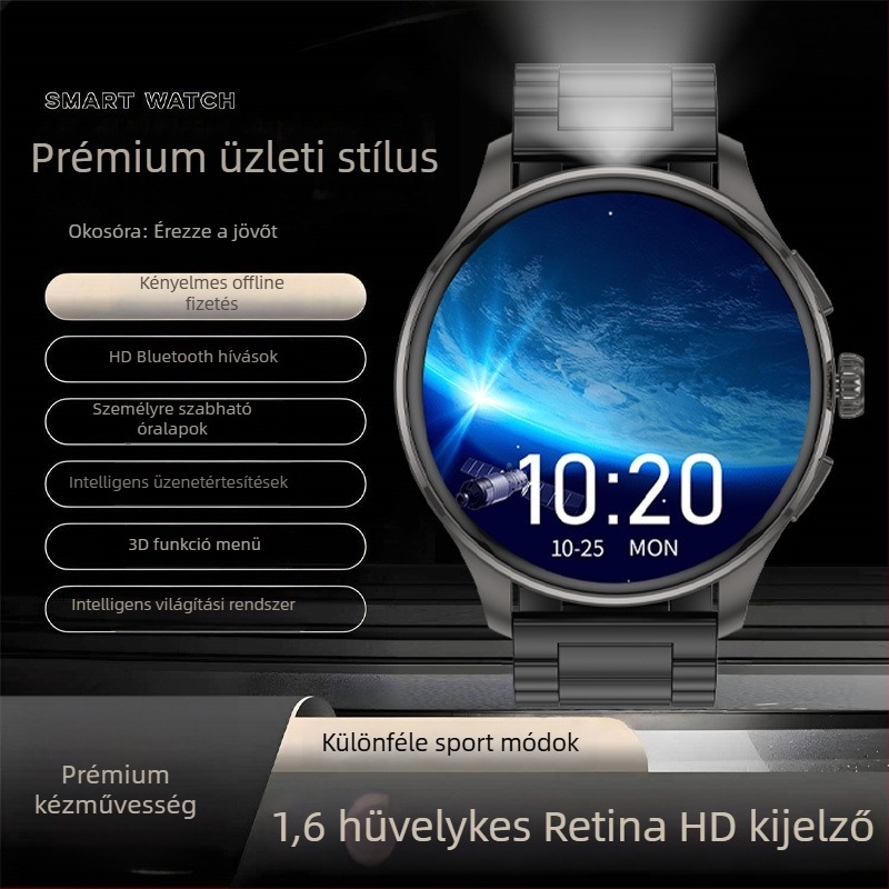 Okosóra AMOLED kijelzővel, Bluetooth beszélgetések, szívritmus- és vérnyomásmérés, oxigén-szaturáció nyomon követése