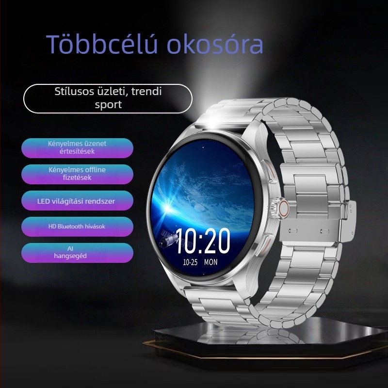 Okosóra AMOLED kijelzővel, Bluetooth beszélgetések, szívritmus- és vérnyomásmérés, oxigén-szaturáció nyomon követése