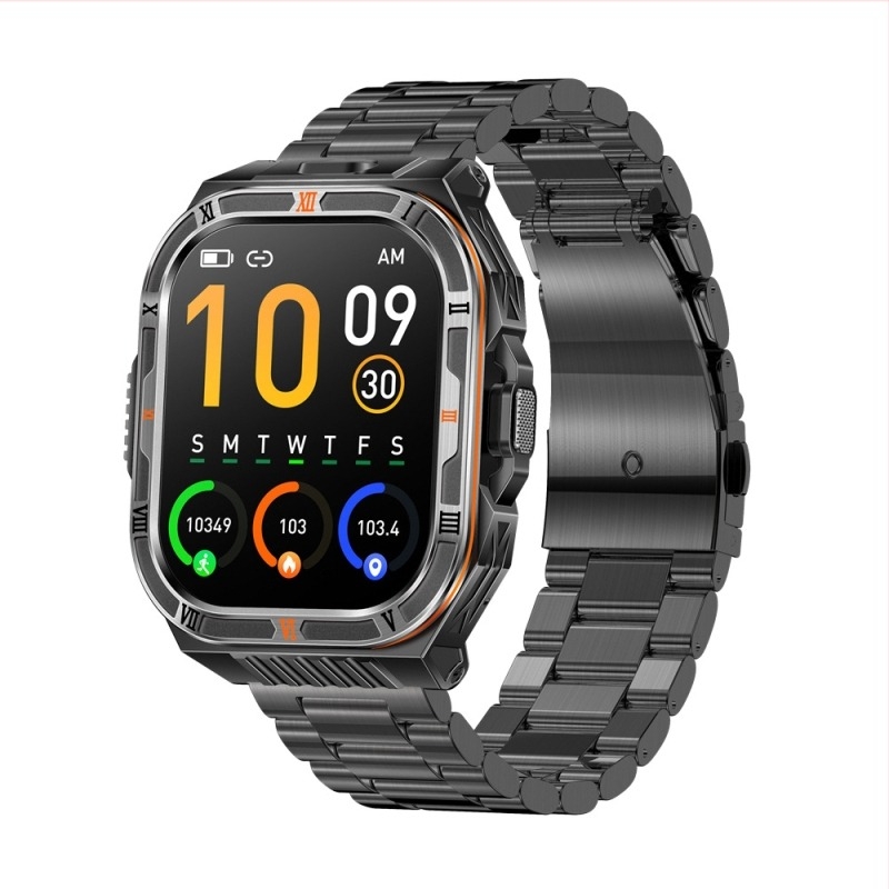 HT38 okosóra Bluetooth hívásokkal, zseblámpa, iránytű, pulzusmérés és lépésszámláló (IPS kijelző; mágneses töltés; 1100mAh akkumulátor)