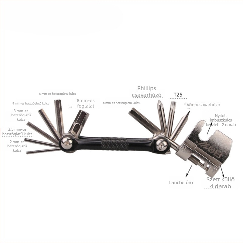 BOY 17-in-1 kerékpár multitool országúti és MTB kerékpárokhoz, szénacél, modell 835T