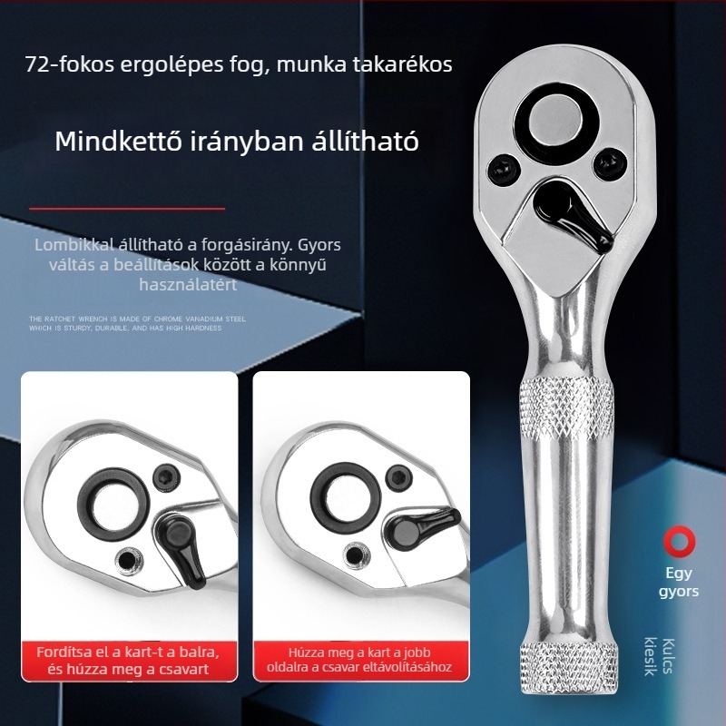 Musen Tang 72-dantú mini rázókulcs csatlakozós – ötvözet, kétirányú, gyorsoldó, autó- és gépjavításhoz