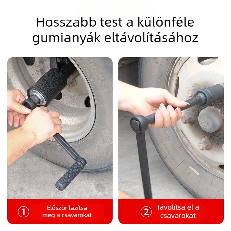 Kamion gumiabroncs eltávolító kulcs erőhatékonyságot növelő boosterrel – hub demontázsra és kerékjavításra