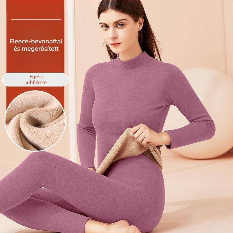 Női melegítő fleece-béléssel, magas galléros felsővel és nadrággal