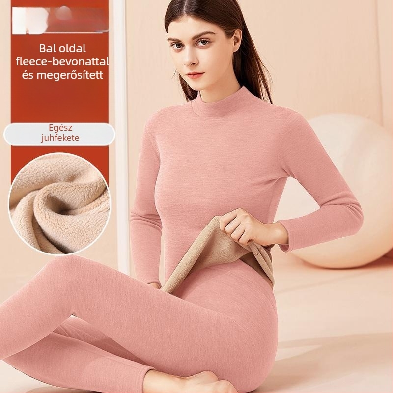 Női melegítő fleece-béléssel, magas galléros felsővel és nadrággal