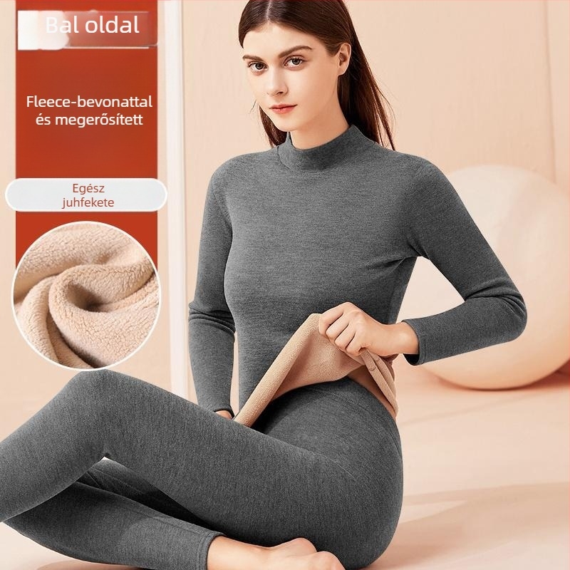 Női melegítő fleece-béléssel, magas galléros felsővel és nadrággal