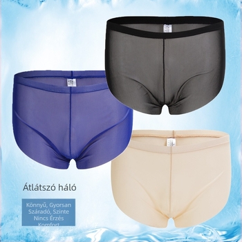 Férfi hálós boxeralsó, légző, középmagas derekú, 80-90% nylon, egyszínű