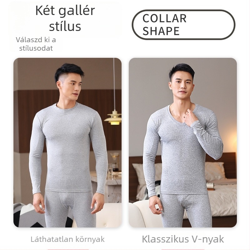 Férfi velúr béléses termikus alsónemű készlet, slim-fit, poliészter, meleg és testformázó funkció, középsúlyú 181-200 g/m2