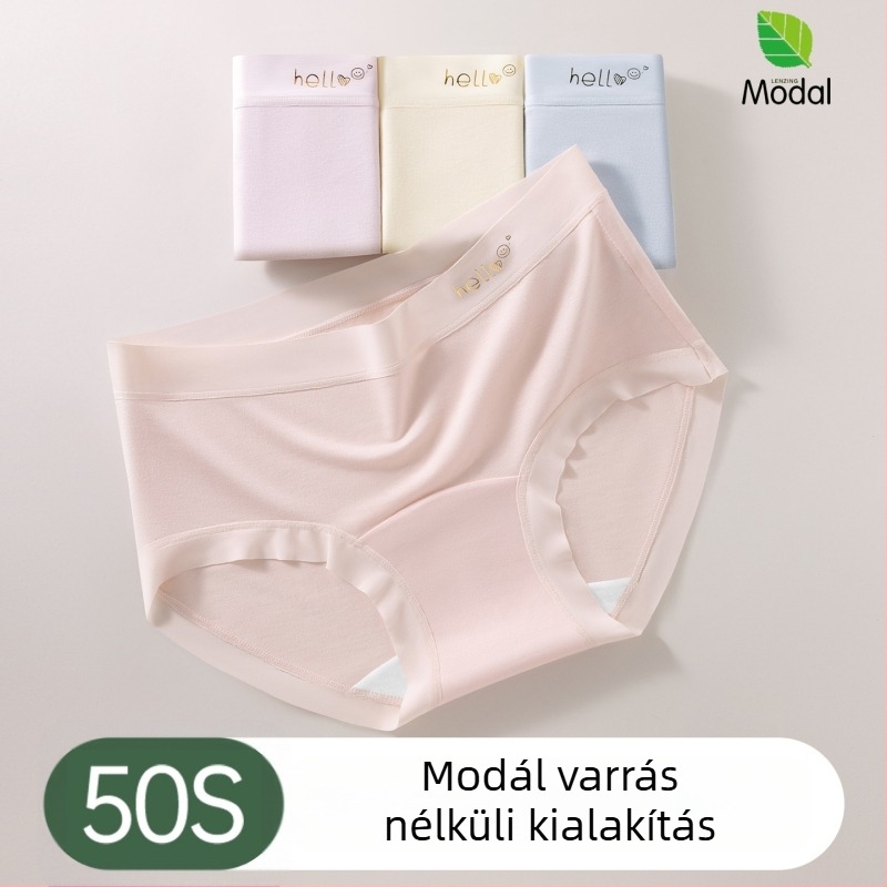 Modal női középmagasságú, varrat nélküli alsónemű antibakteriális védelemmel, hosszabb pamut betéttel, pamut bélés, nagy méret