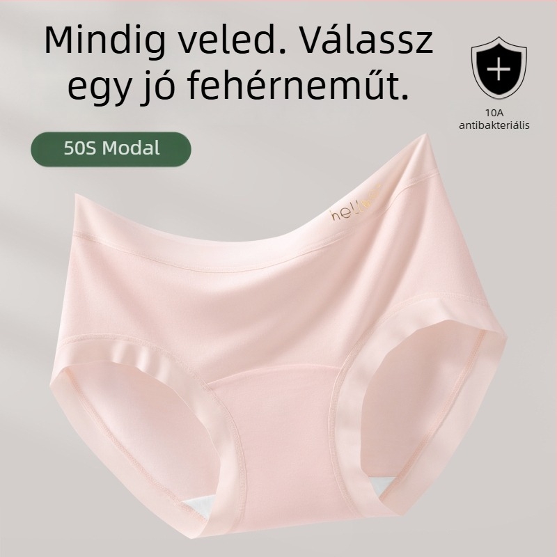 Modal női középmagasságú, varrat nélküli alsónemű antibakteriális védelemmel, hosszabb pamut betéttel, pamut bélés, nagy méret