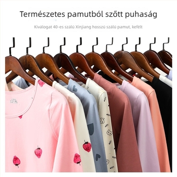 Őszi melegítő alsónemű szett lányoknak 100% pamutból — felsőre pulóver nyakú és nadrág, egyrétegű, közepes vastagságú, 95–100% pamut, tinédzser lányok számára
