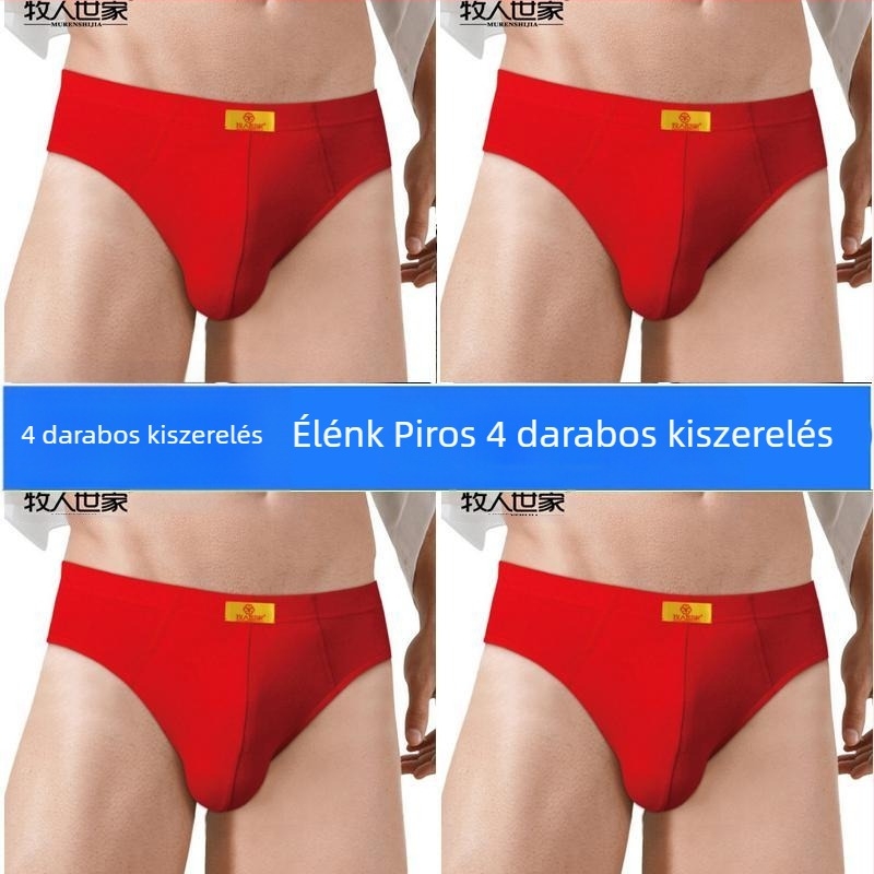 4 pár férfi pamut alsónemű, középmagas derekú, 100% pamut