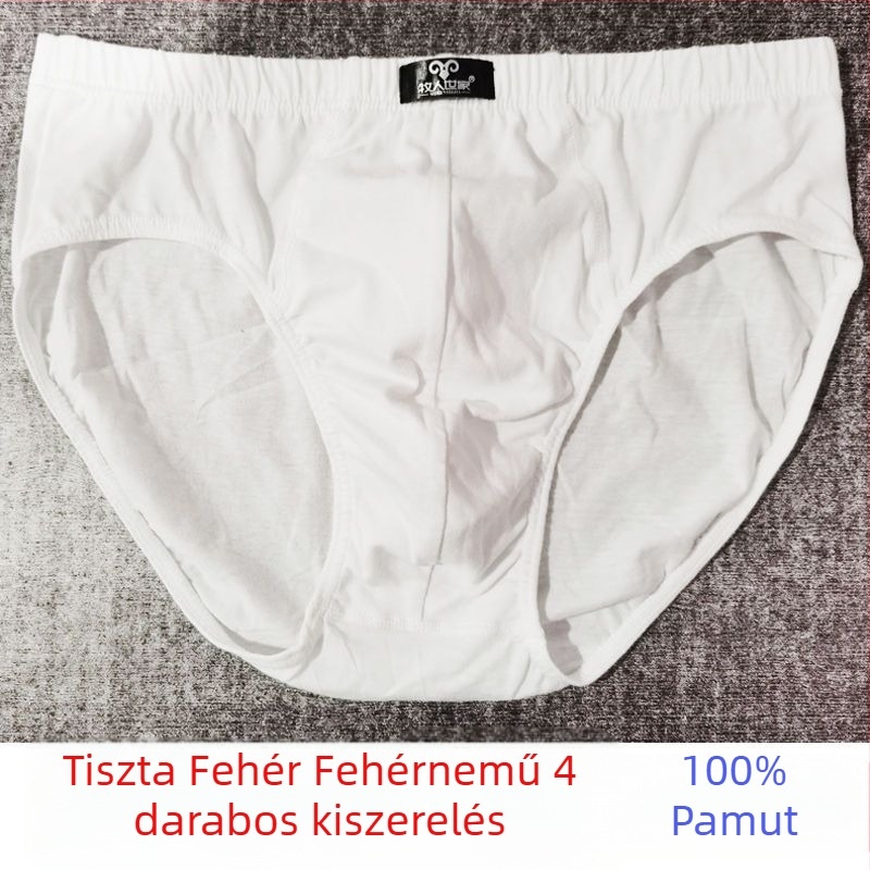 4 pár férfi pamut alsónemű, középmagas derekú, 100% pamut