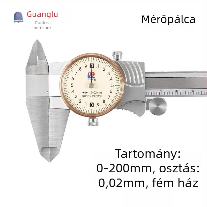 Guilin Guanglu Kétirányú ütésálló dial caliper órával, kiváló precizitás, 0-300mm