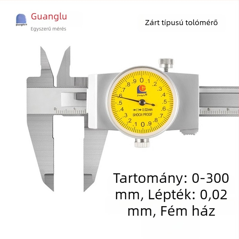 Guilin Guanglu Kétirányú ütésálló dial caliper órával, kiváló precizitás, 0-300mm