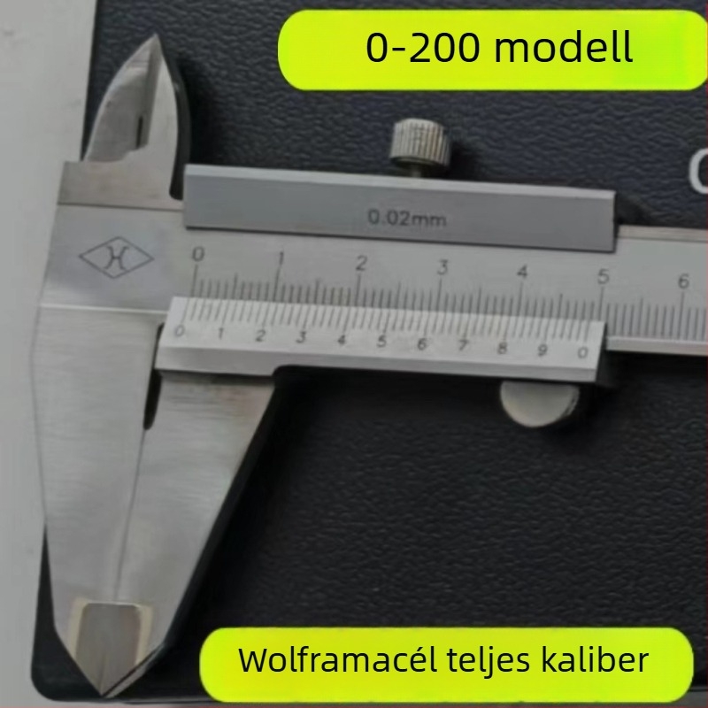 Jelölő tolómérő wolfrámötvözet fejjel és hosszú állkapcsokkal, külső és belső átmérő mérés, Vernier-skála