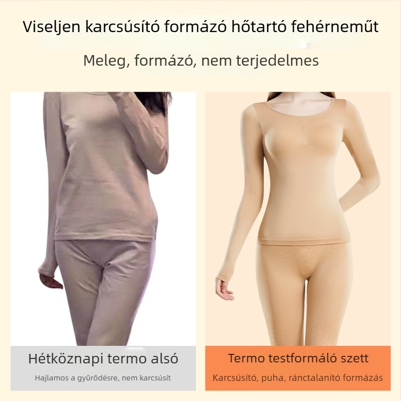 Nylonos termális fehérnemű szett nőknek, felső és nadrág alapréteghez, önmelegítő, testformázó