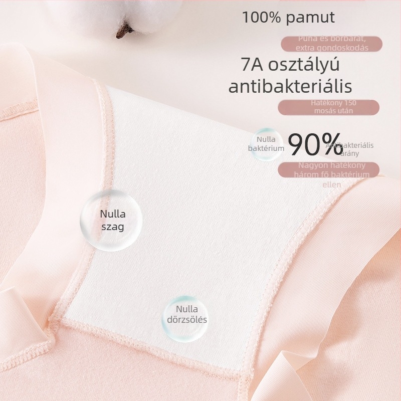 7A antibakteriális női alsónemű magas derekú, 100% pamut, kényelmes, vékony, lélegző, varrat nélküli, plusz méret