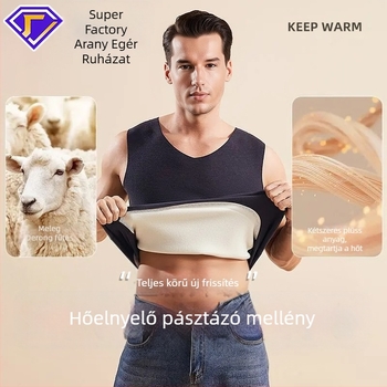 Férfi termikus mellény fleece béléssel, vastag, őszi-téli viseletre