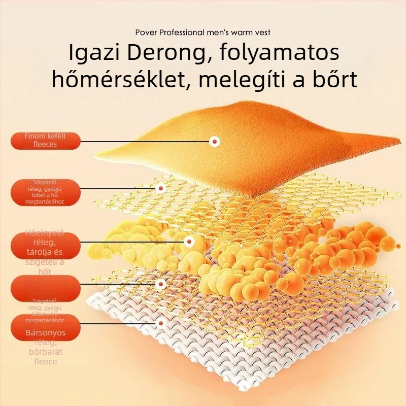 Férfi termikus mellény fleece béléssel, vastag, őszi-téli viseletre