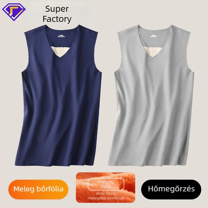 Férfi termikus mellény fleece béléssel, vastag, őszi-téli viseletre