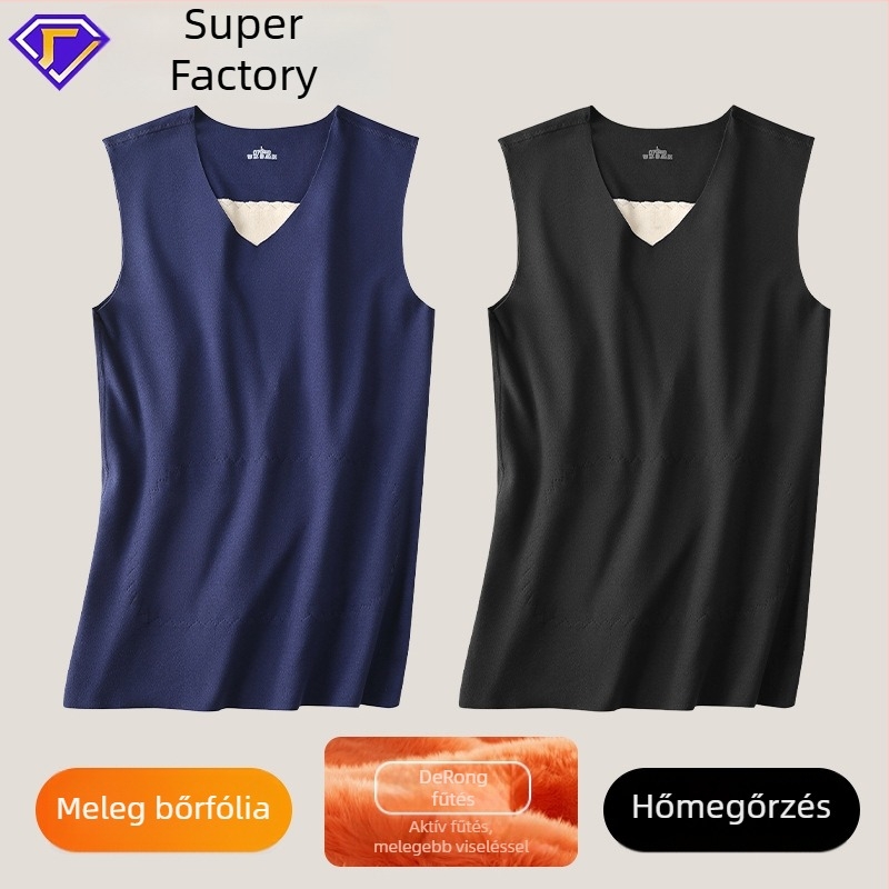 Férfi termikus mellény fleece béléssel, vastag, őszi-téli viseletre