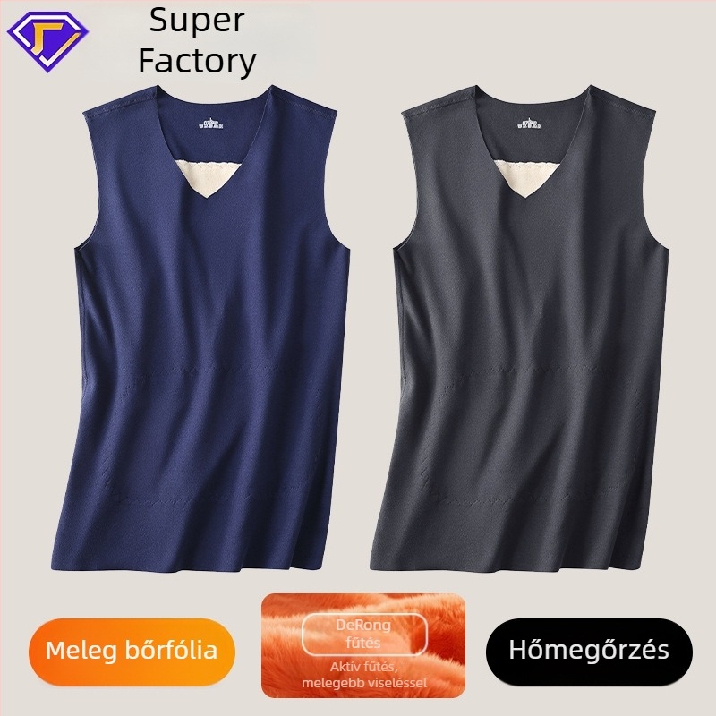 Férfi termikus mellény fleece béléssel, vastag, őszi-téli viseletre